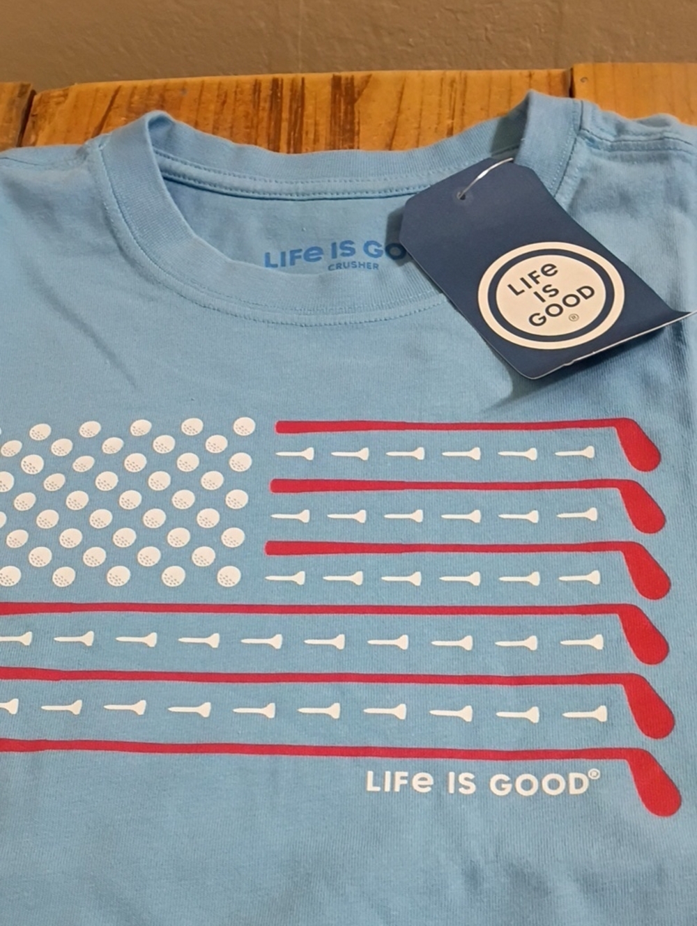 Life is Good Men's Golf Flag Short Sleeve Tee Size XS NWT